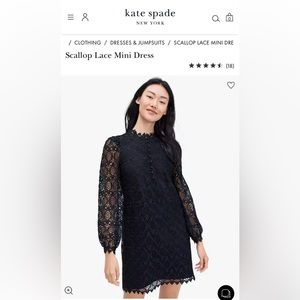 Used Kate Spade black Scallop Lace Mini Dress Black size 12